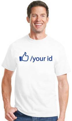 Example of a t-shirt with a printed Facebook link
